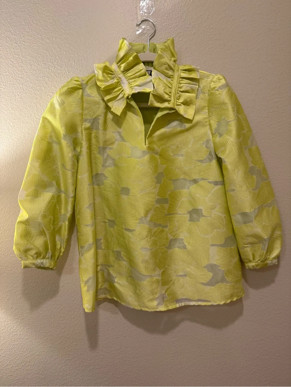 Tuckernuck Yellow Ruffle Collar Floral Blouse